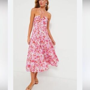 HYACINTH HOUSE Fuschia Brushstrokes Aurora Midi Dress